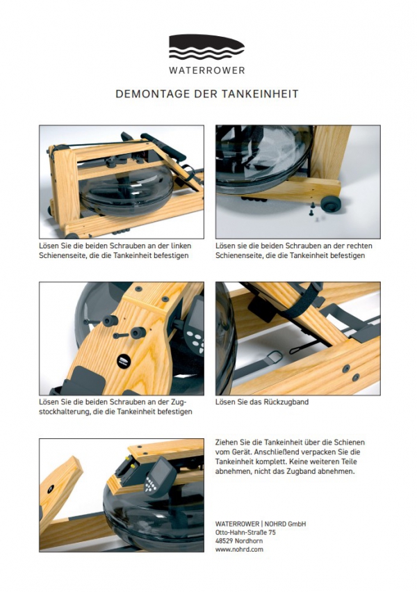 Water Rower Wassertank neu verkleben